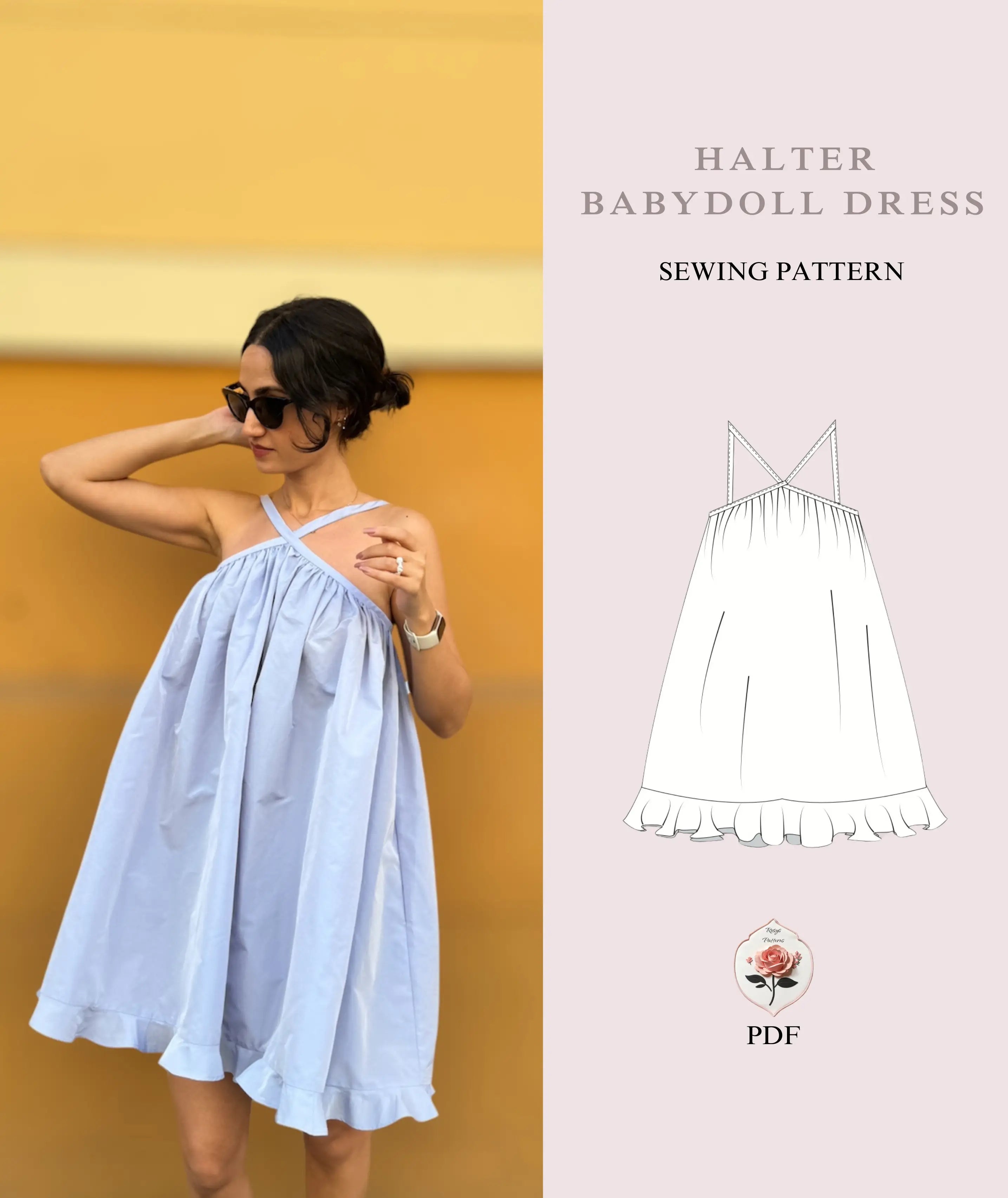 slim fit dress slacks Babydoll Halter Dress Sewing Pattern – Rosys Patterns