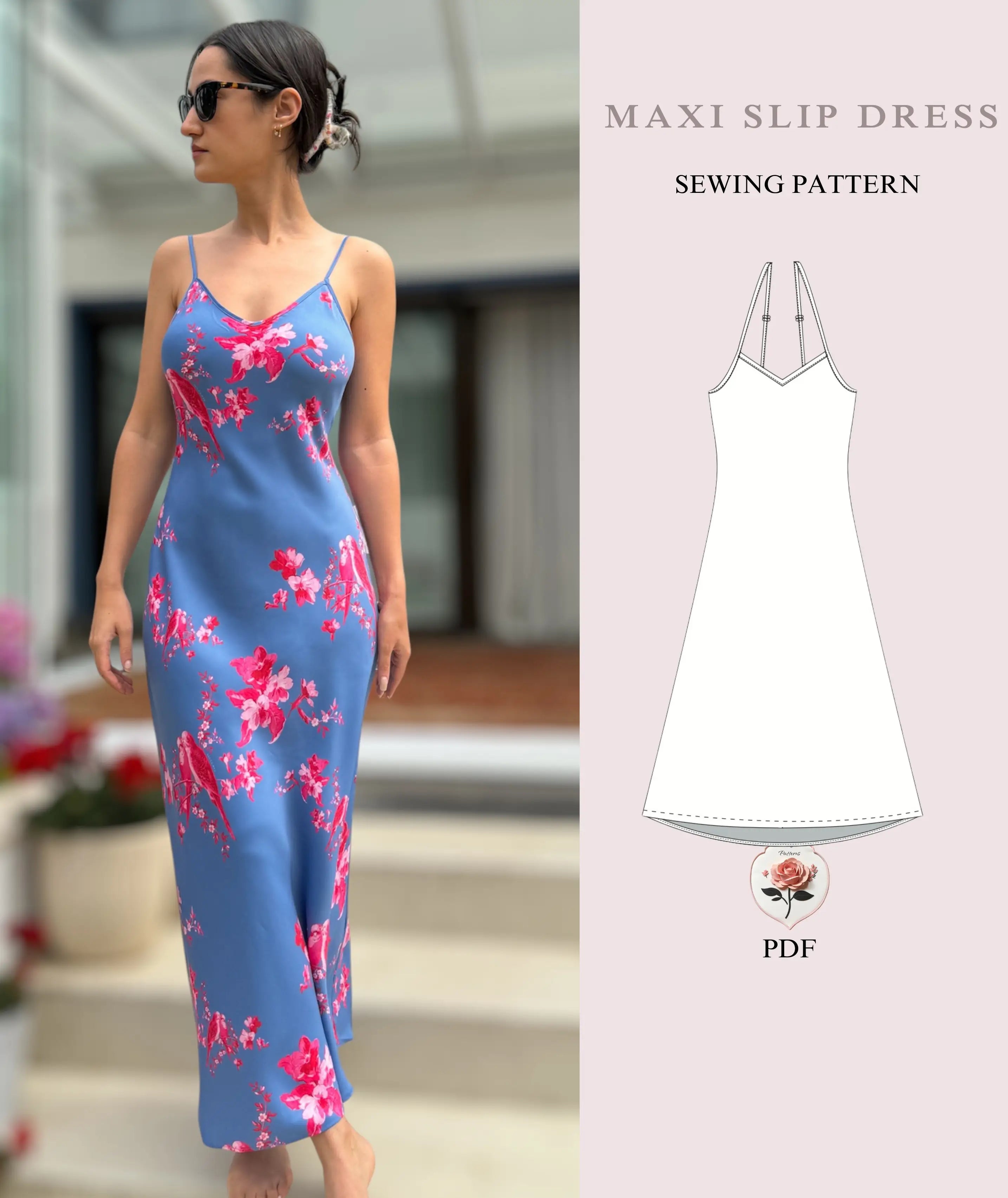 white christmas dresses Maxi Slip Dress Beginner Sewing Pattern – Rosys Patterns