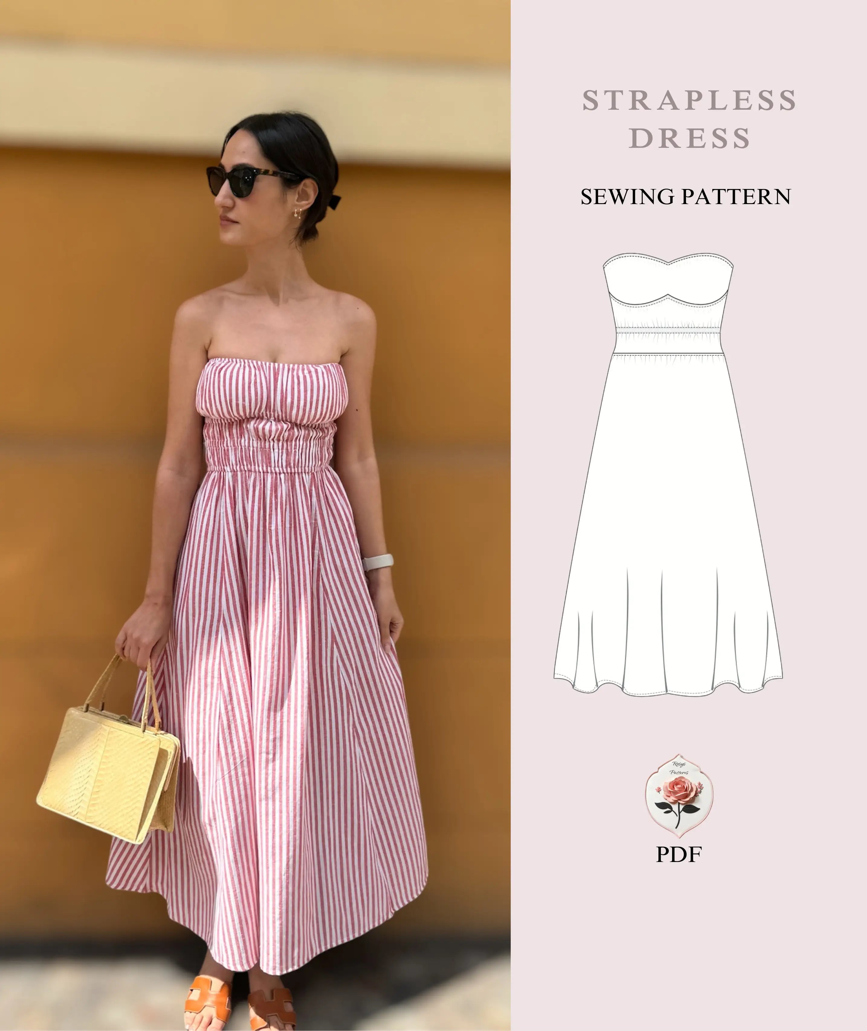Qt Juul Price Strapless Shirred Dress Beginner Sewing Pattern Rosys Patterns Qt Juul Price Strapless Shirred Dress Beginner Sewing Pattern Rosys Patterns