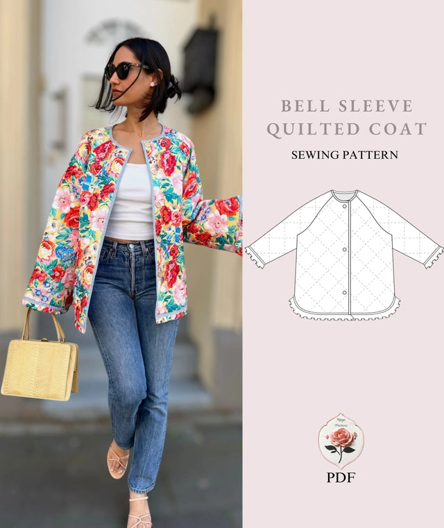 Quilted Jacket Beginner Sewing Pattern Coat pdf XXS-XXL