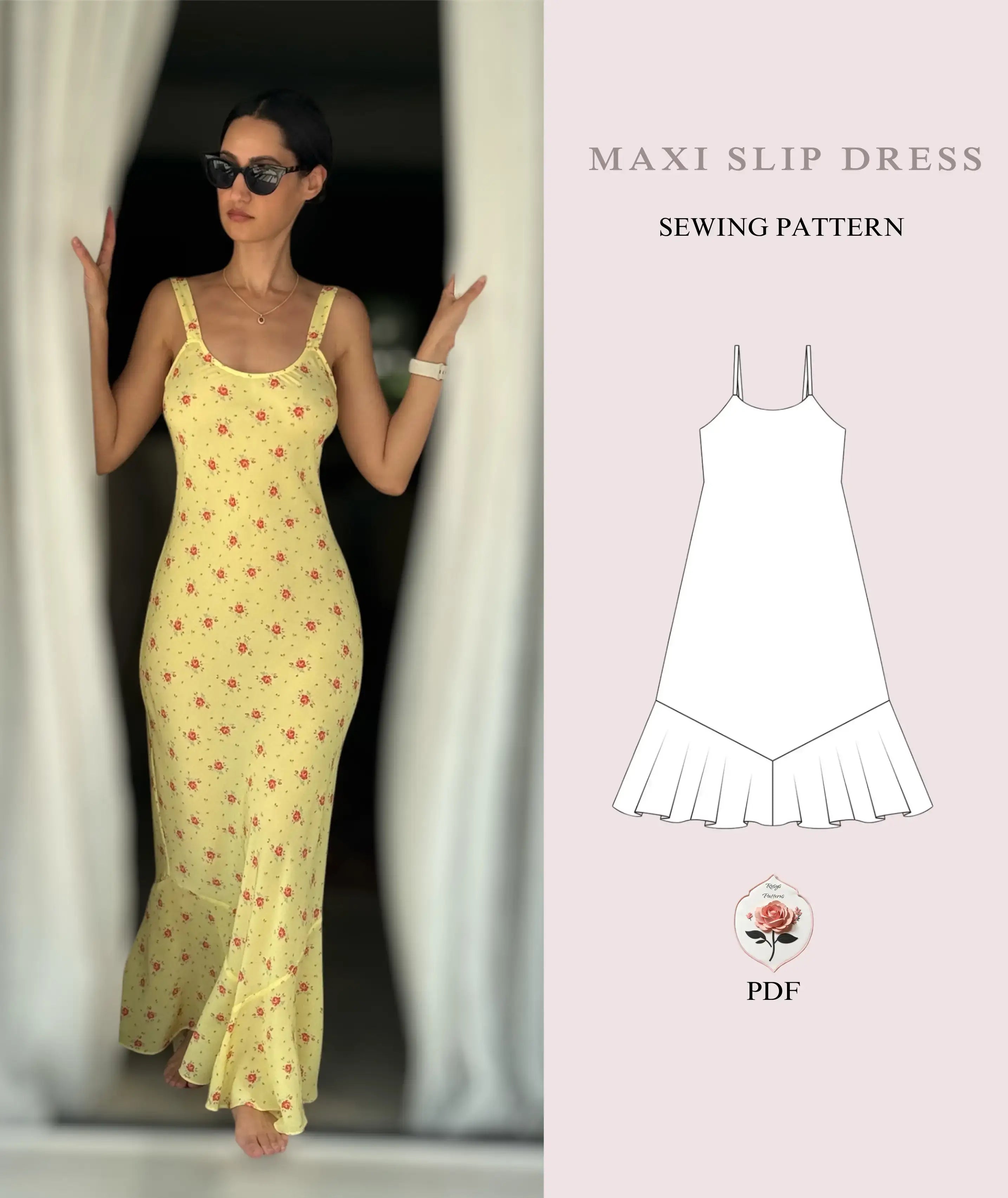 Maxi Slip Dress Fishtail Beginner Sewing Pattern Rosys Patterns Maxi Slip Dress Fishtail Beginner Sewing Pattern Rosys Patterns