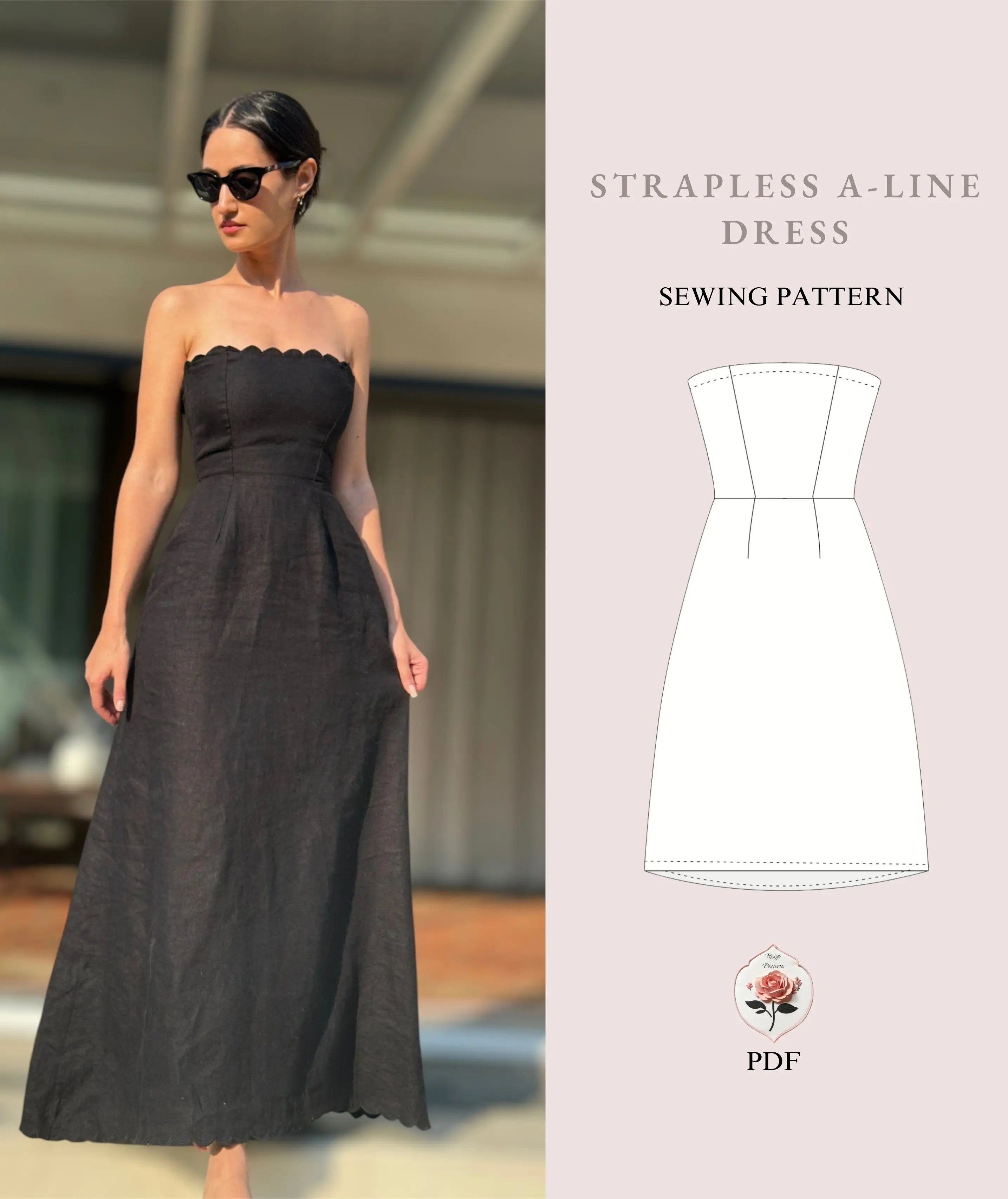 Strapless Bustier Dress Beginner Pattern Strapless Bustier Dress Beginner Pattern