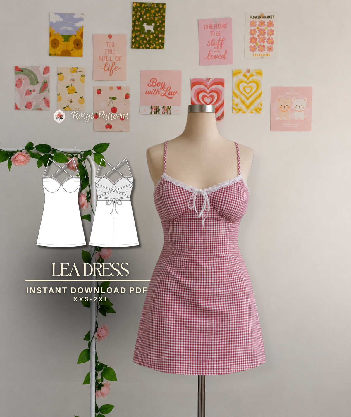 Milkmaid Mini Open Back Dress Sewing Pattern Instant download