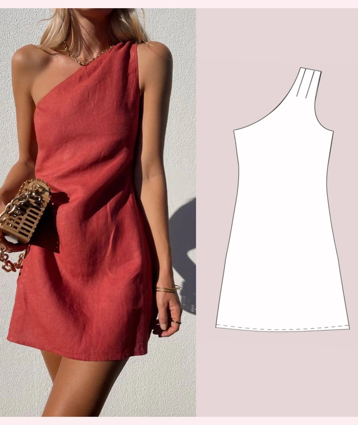 One Shoulder Mini Dress Sewing Pattern Rosys Patterns One Shoulder Mini Dress Sewing Pattern Rosys Patterns