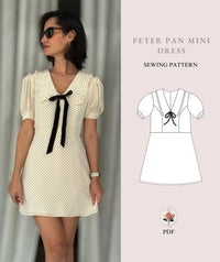 Peter Pan Collar Mini Summer Dress PDF Sewing Pattern Babydoll
