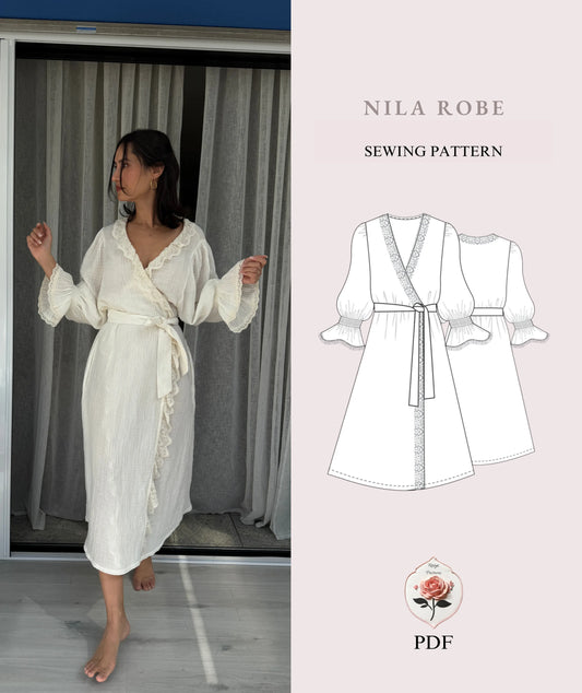 Robe + Maternity Pattern | Womens Loungewear Pattern | PDF Sewing Pattern | Kimono Morning Robe | Easy Sewing Pattern | INSTANT DOWNLOAD