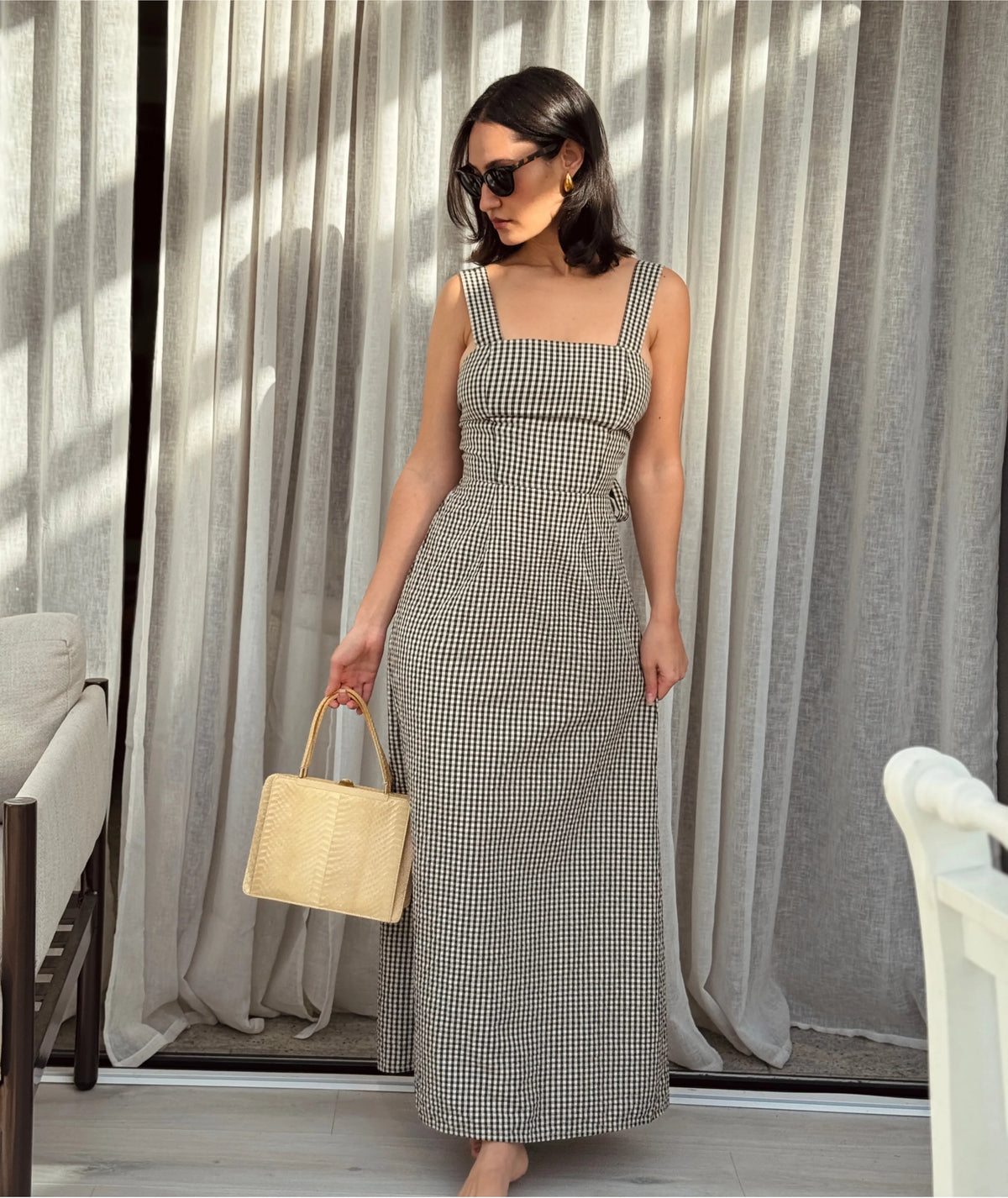 Erika Dress | Open Back Midi Dress | Square Neck Empire Dress with Tie Bow | Beginner Friendly | Sizes XXS–2XL | Instant PDF Download
