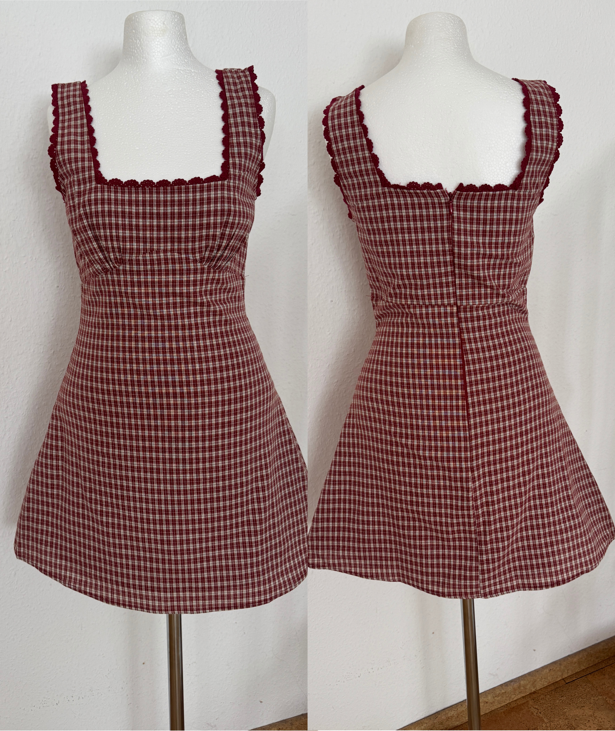 Lauri Dress | Square Neck Mini Dress | Gathered Bodice Lace Trim | Beginner Friendly | Sizes XXS–2XL | Instant PDF Download