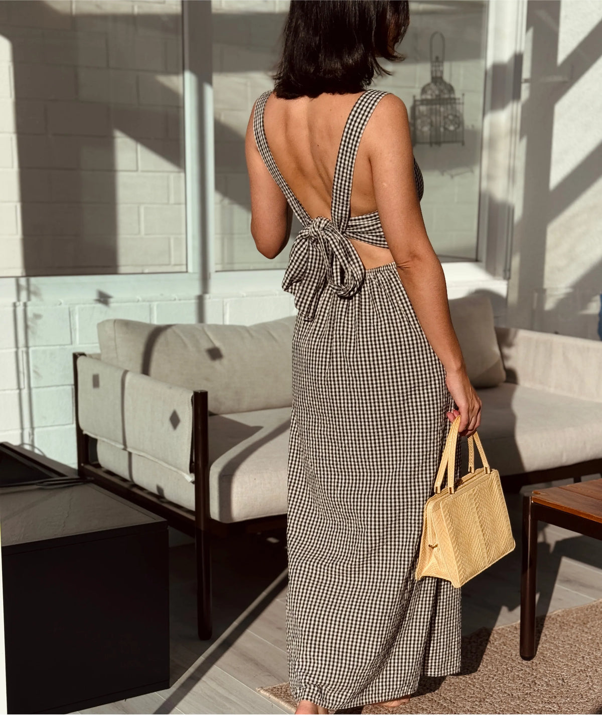 Erika Dress | Open Back Midi Dress | Square Neck Empire Dress with Tie Bow | Beginner Friendly | Sizes XXS–2XL | Instant PDF Download