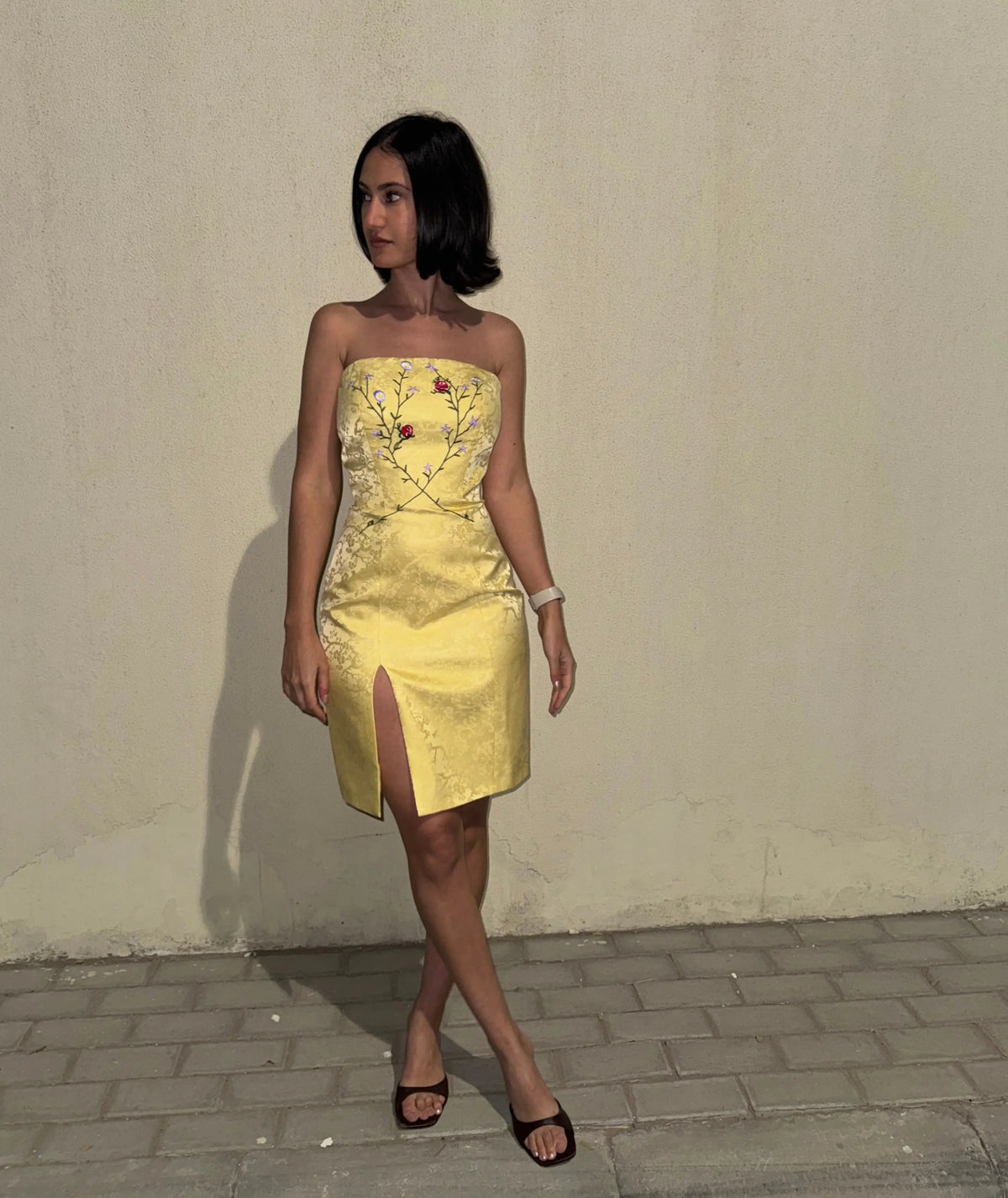 Rachel Green Yellow Strapless Dress Friends 90's Slit Dress Sewing Pattern PDF