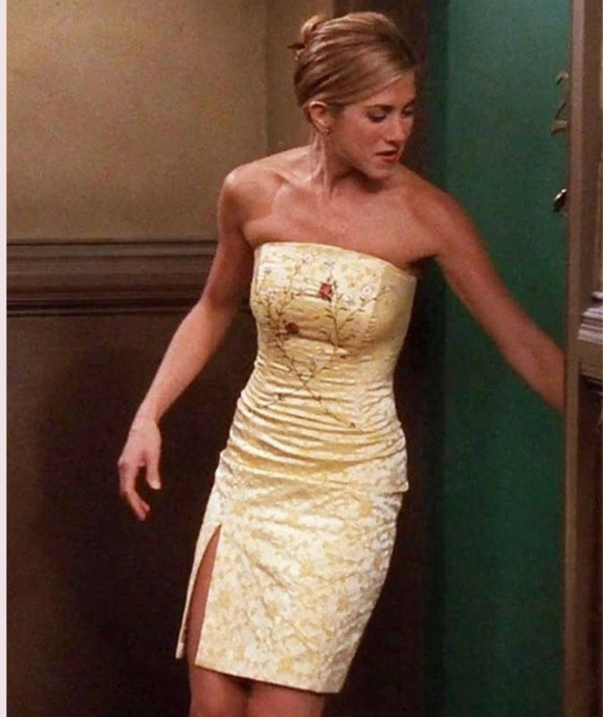 Rachel Green Yellow Strapless Dress Friends 90's Slit Dress Sewing Pattern PDF