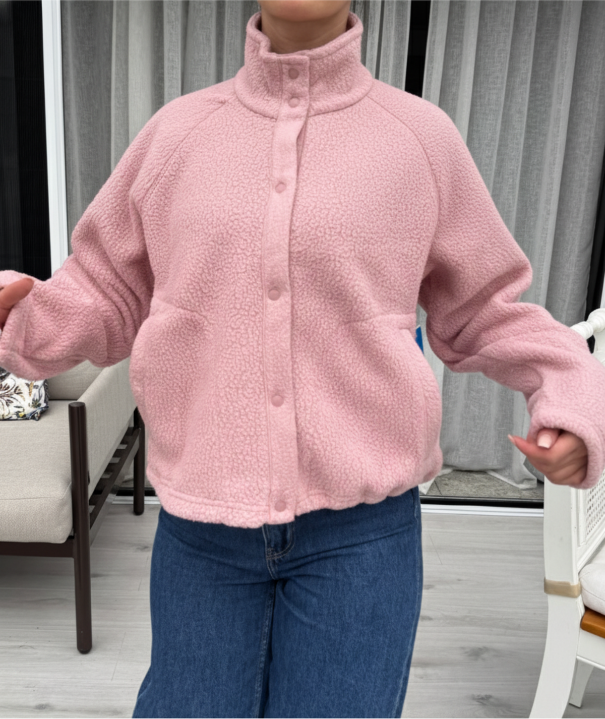 Mella Jacket | Sizes XXS–2XL | Beginner Snap-Button Fleece Jacket | Cozy Raglan Sleeve Outerwear | Instant PDF Download