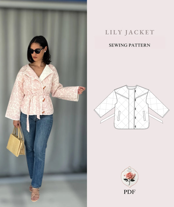 Belted Quilted Jacket Beginner Sewing Pattern Coat pdf XXS-XXL