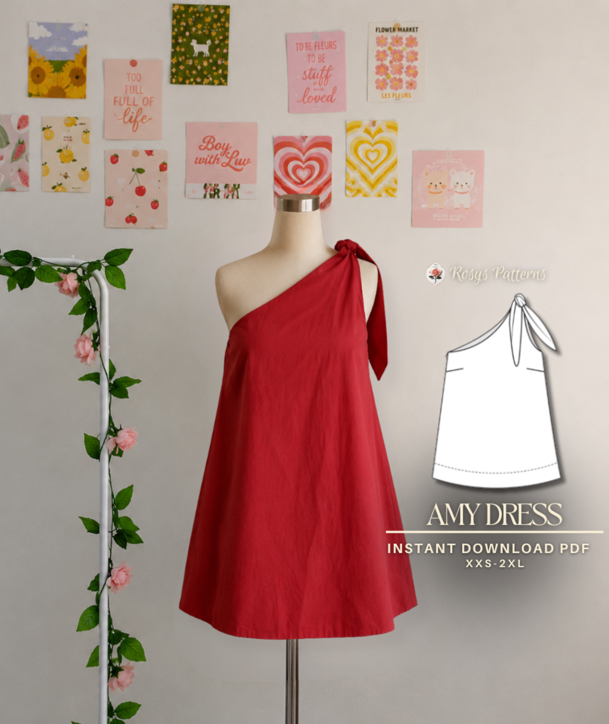 Tie Shoulder Mini Dress Beginner Sewing Pattern
