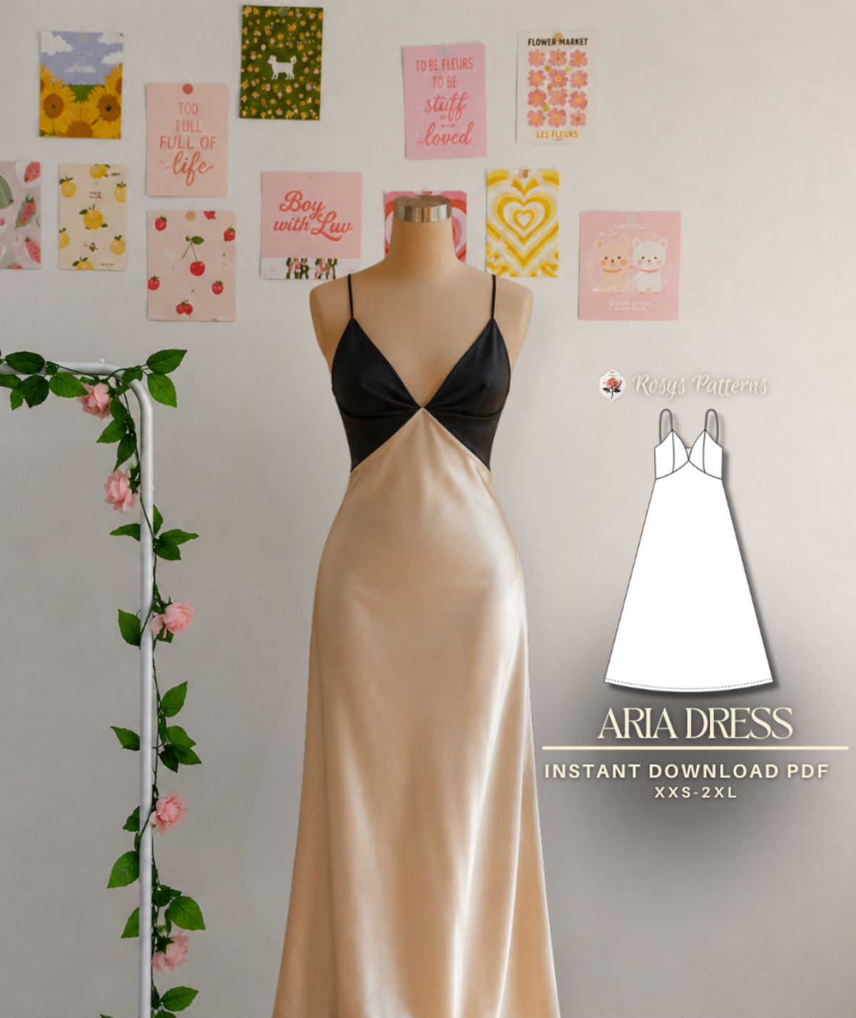 Long Evening Bias Dress PDF Sewing Pattern