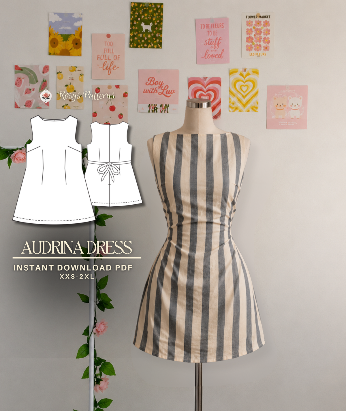 Classic Sleeveless A-Line Dress | Sizes XXS–2XL | Beginner-Friendly Invisible Zipper Pattern | INSTANT DOWNLOAD