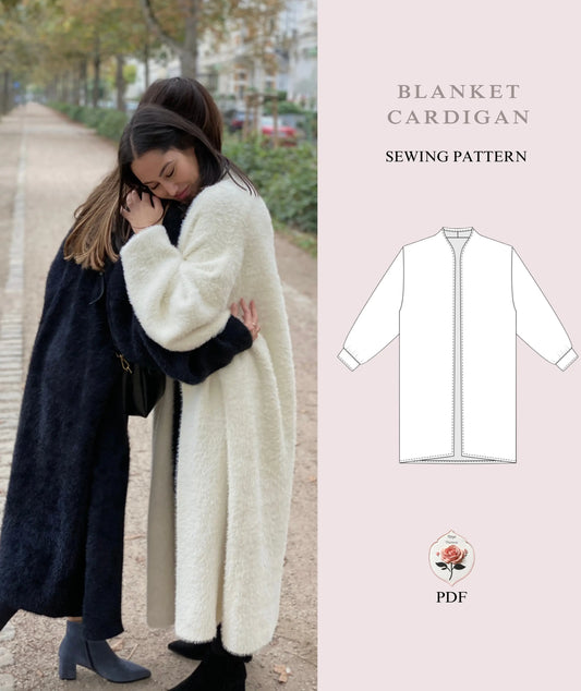 Long Blanket Cardigan Beginner Sewing Pattern PDF