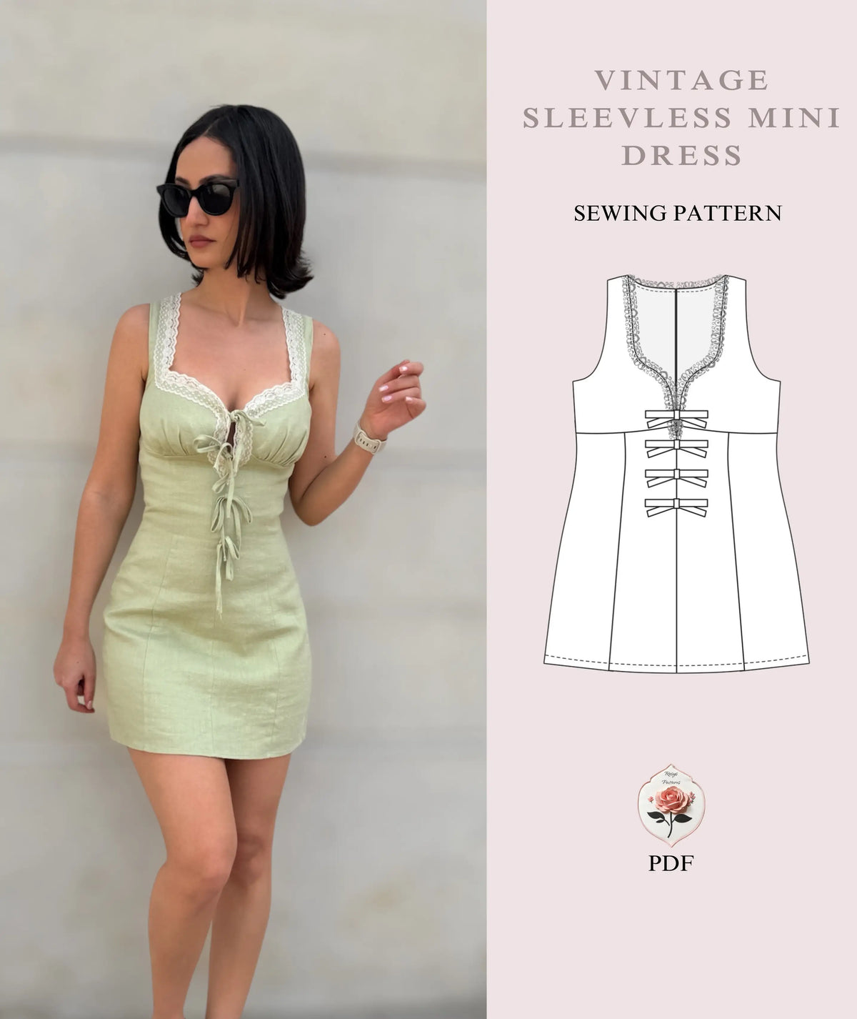 Sleeveless Cottage Core Mini Dress Sewing Pattern – Rosys Patterns