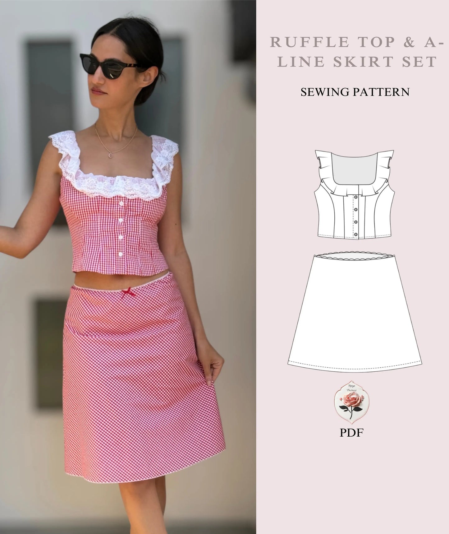 30's Womens Fashion Crop Top & Ruffle Top Beginner Sewing Pattern Sizes XXS-XXL