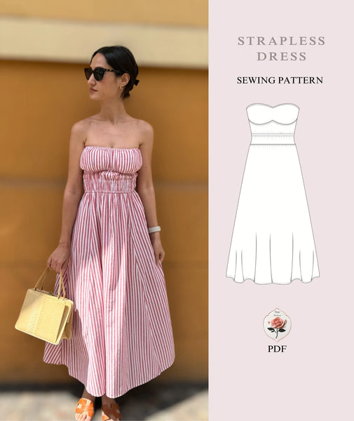 Strapless Shirred Dress Beginner Sewing Pattern – Rosys Patterns