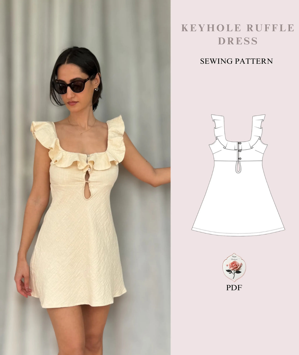 Ruffle Off Shoulder Mini Summer Dress Sewing Pattern Rosys Patterns Ruffle Off Shoulder Mini Summer Dress Sewing Pattern Rosys Patterns