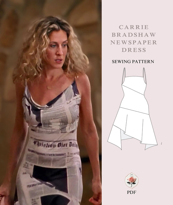 Carrie Bradshaw Sex and the City Newspaper Dress Sewing Pattern Instant Download PDF