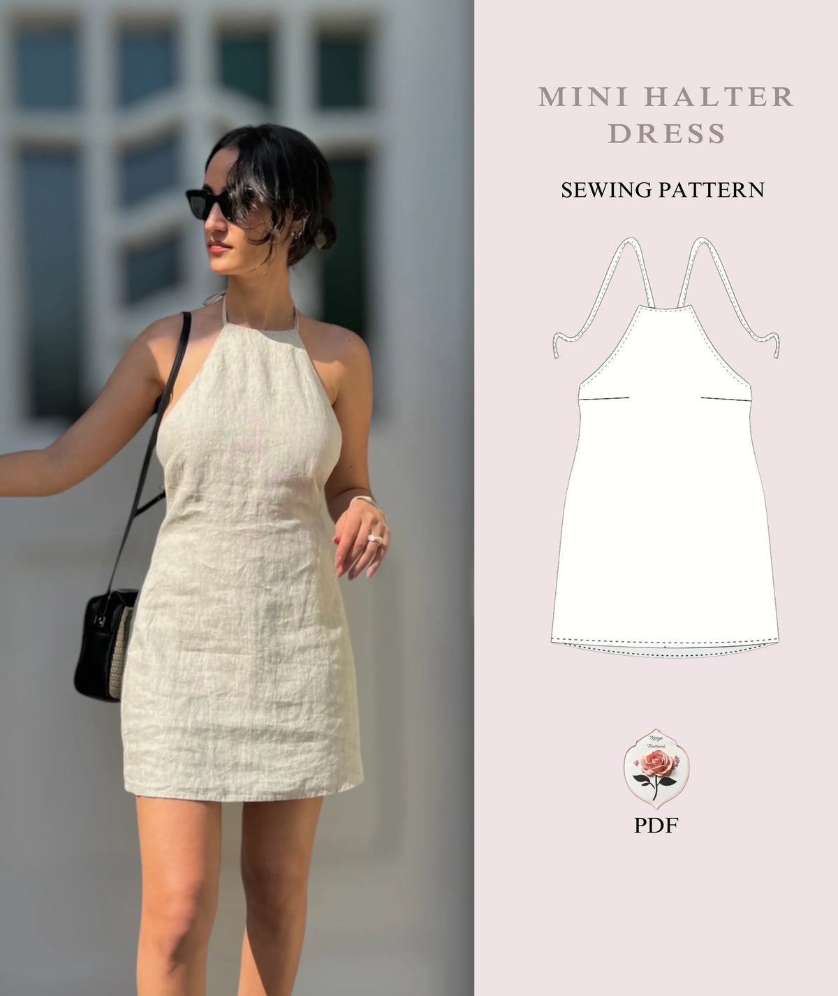 Halter Backless Mini Dress Easy Sewing Pattern Rosys Patterns Halter Backless Mini Dress Easy Sewing Pattern Rosys Patterns