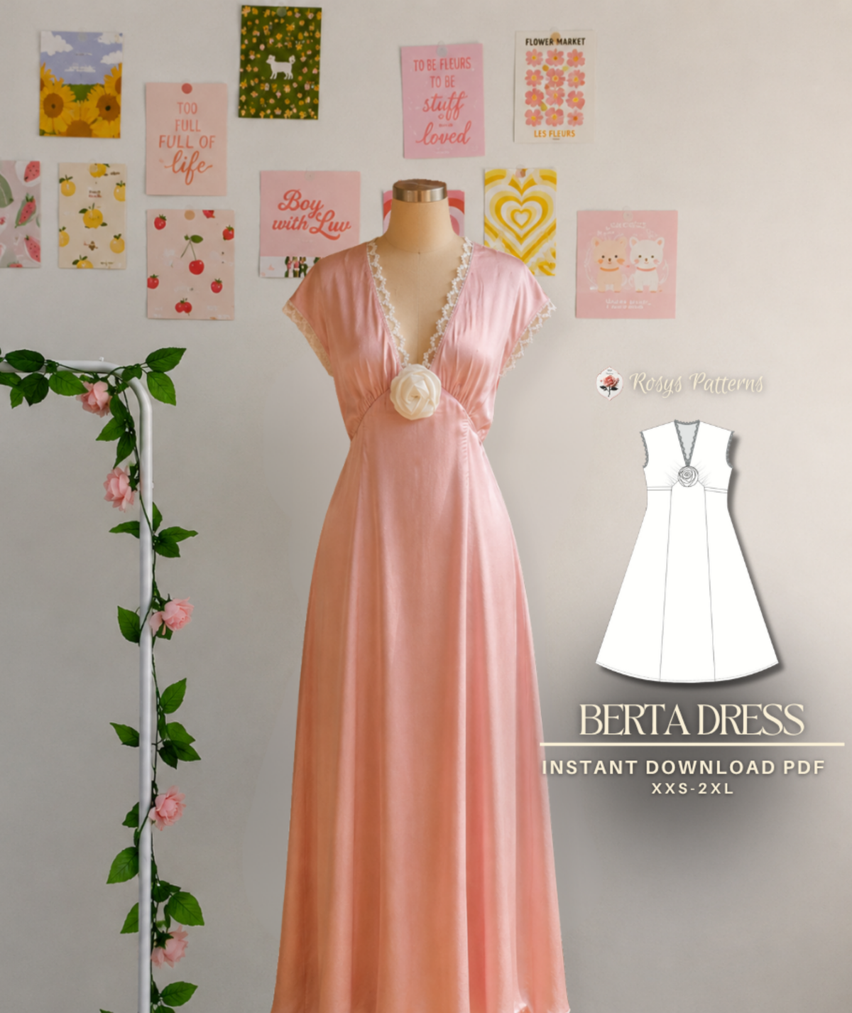 Womens Beginner Sewing Pattern Vintage Maxi Dress