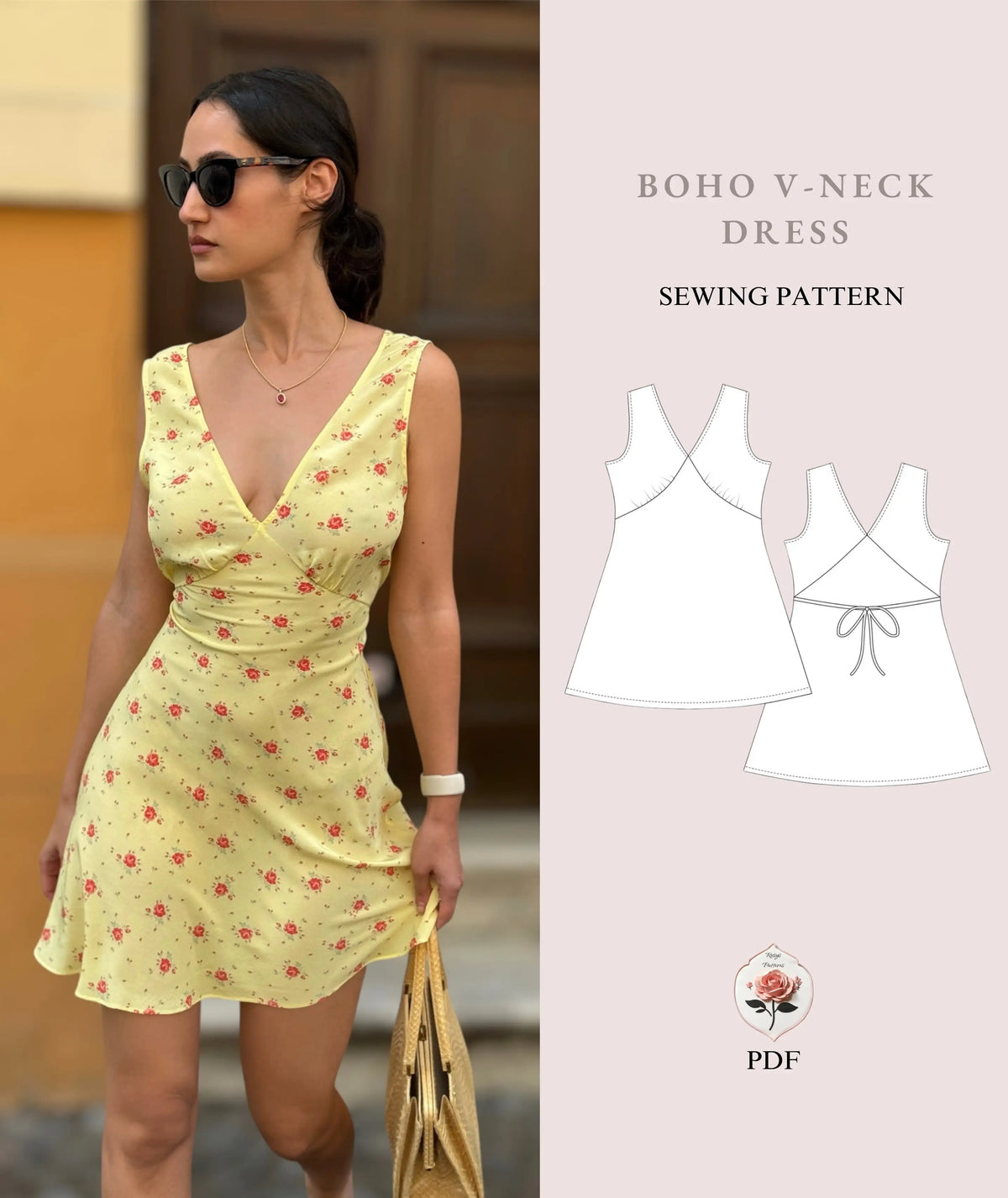 Boho Sun Mini & Midi Dress Sewing Pattern XXS - XXL Rosys Patterns Boho Sun Mini & Midi Dress Sewing Pattern XXS - XXL Rosys Patterns