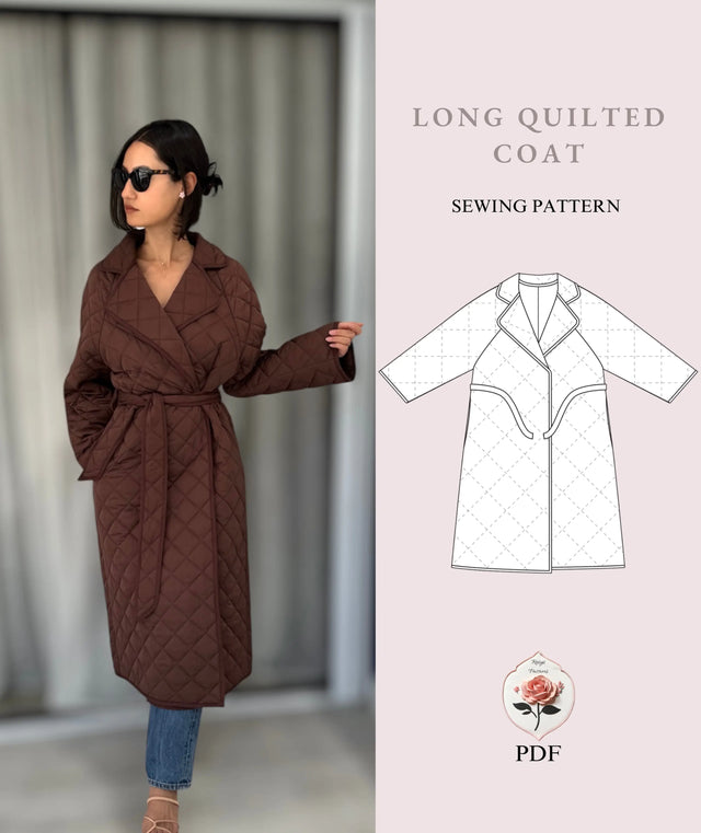 Quilted Coat Jacket Beginner Sewing Pattern PDF Size XXS-XXL