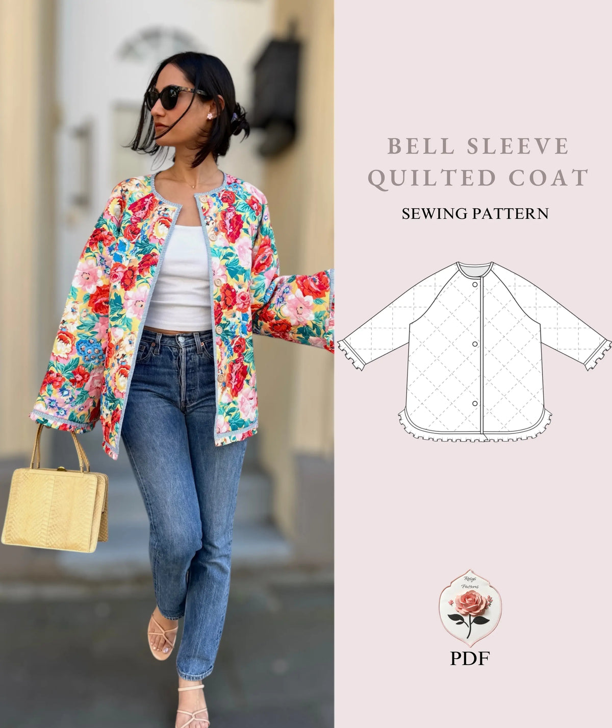 Quilted Jacket Beginner Sewing Pattern Coat pdf XXS-XXL