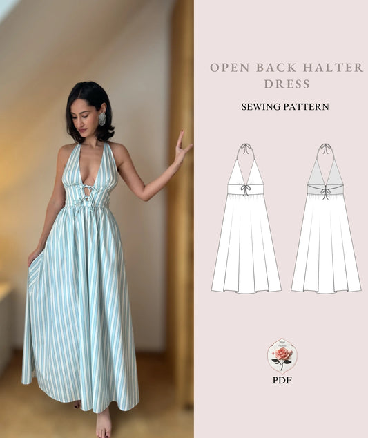 Halter Backless Mini Dress Easy Sewing Pattern – Rosys Patterns