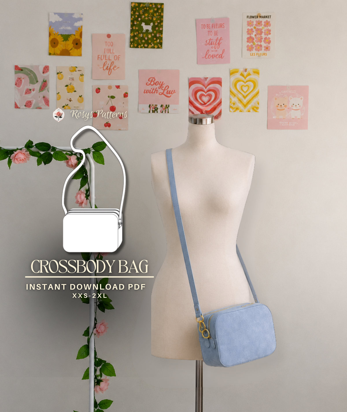 Crossbody Bag Sewing Pattern | Minimalist Everyday Bag | Beginner-Friendly | PDF Pattern Download