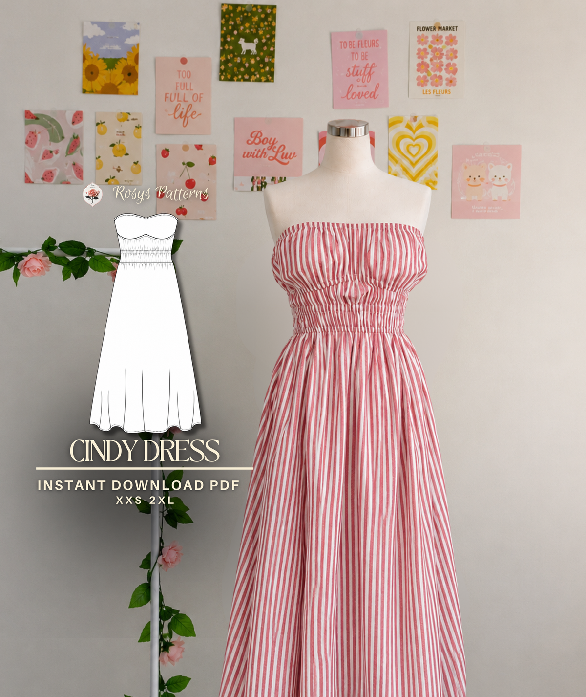 Strapless Shirred Dress Beginner Sewing Pattern
