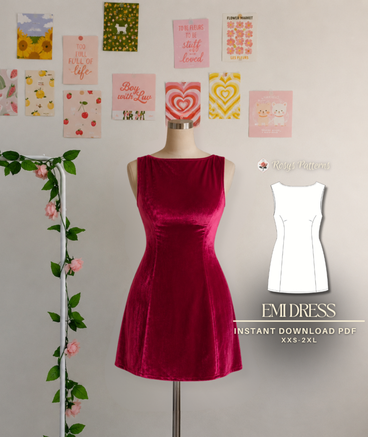 Boat Neck Mini Dress Sewing Pattern