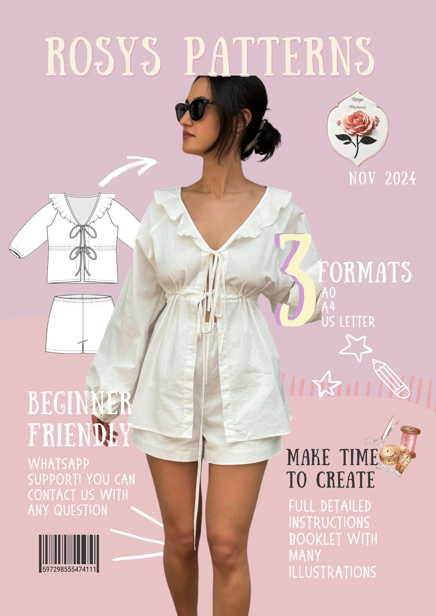 Tie Front Shirt + Shorts PDF Easy Sewing Pattern