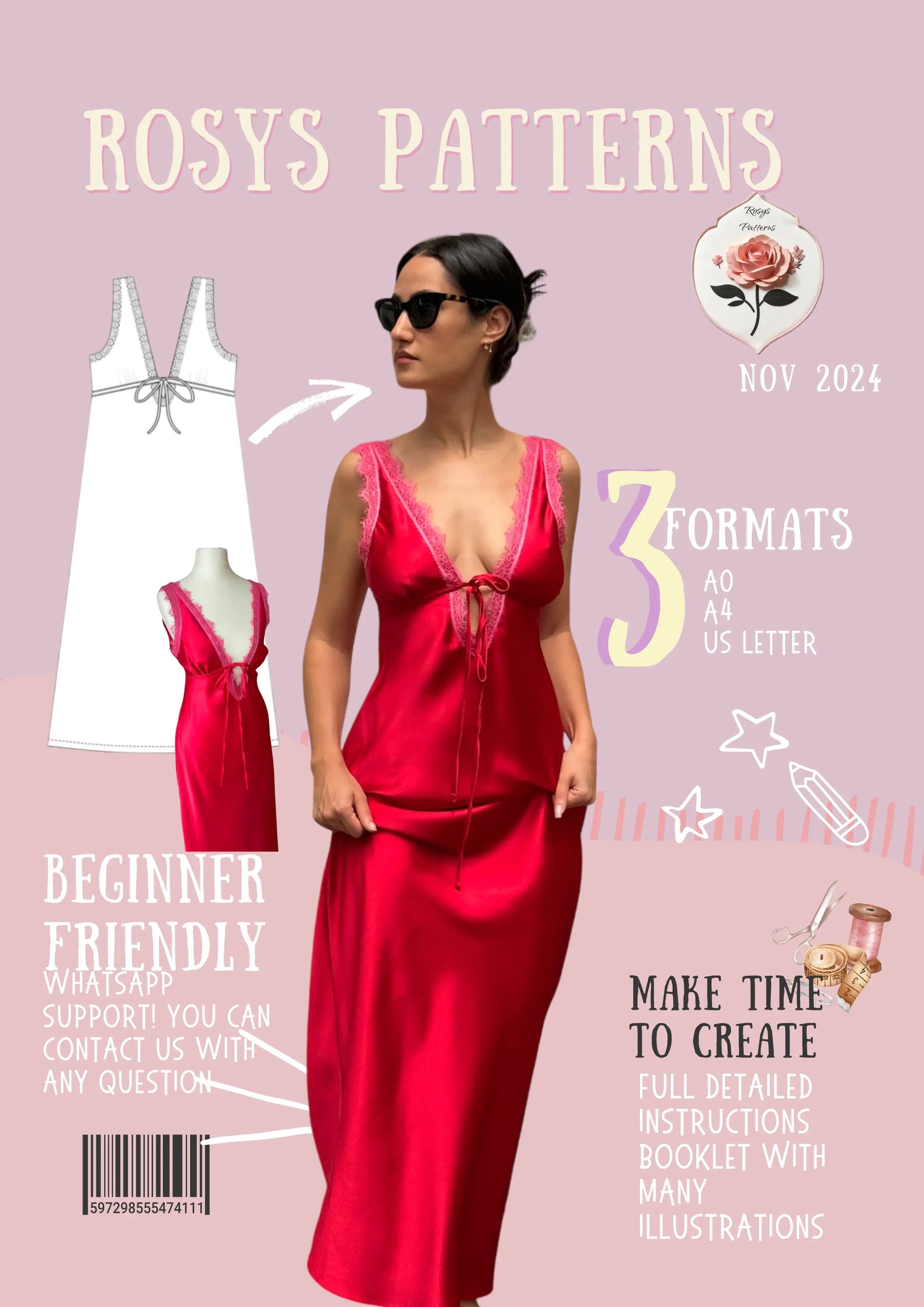 Vintage Lingerie Maxi Dress Pdf Sewing Pattern – Rosys Patterns vintage-lingerie-maxi-dress-pdf-sewing-pattern-rosys-patterns