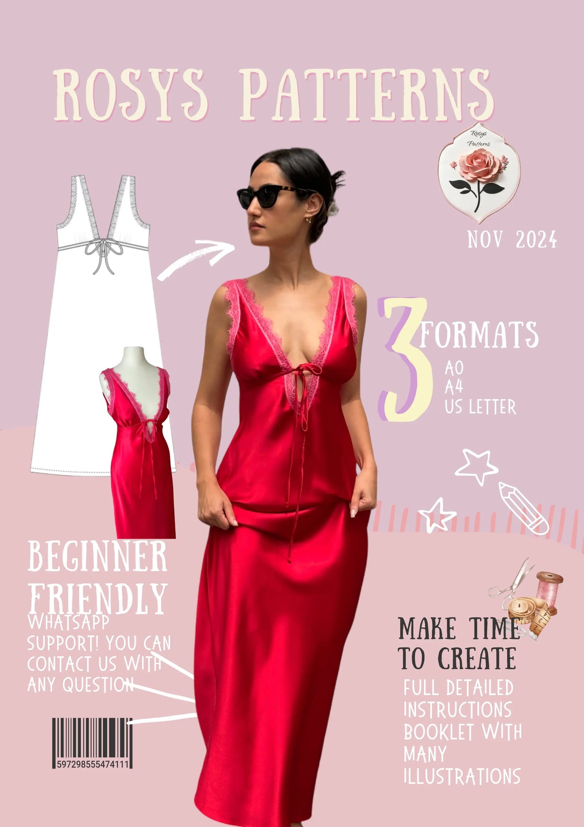 Vintage Lingerie Maxi Bias Dress Pdf Sewing Pattern XXS-XXL