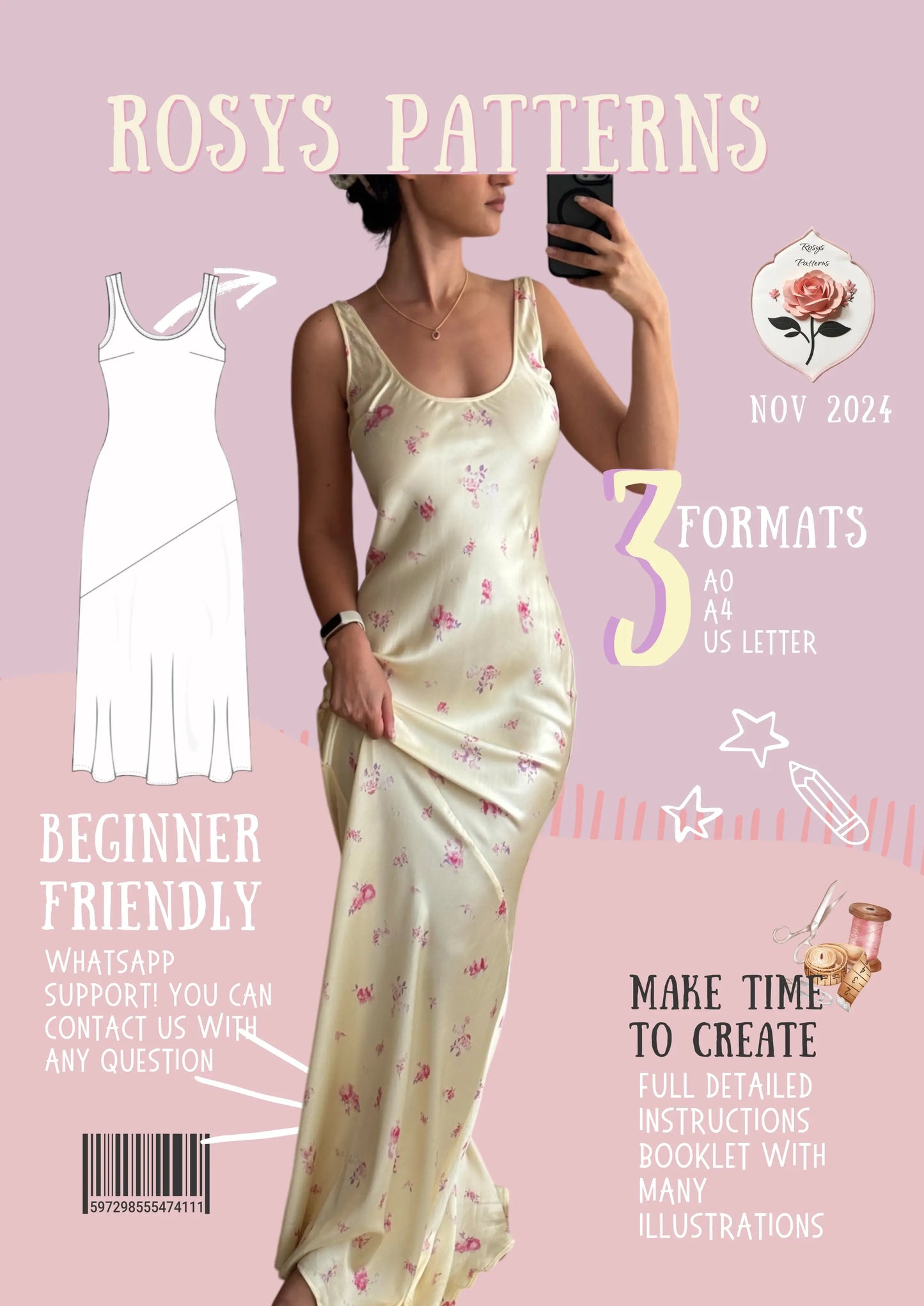 Maxi Bias Slip Dress Sewing Pattern