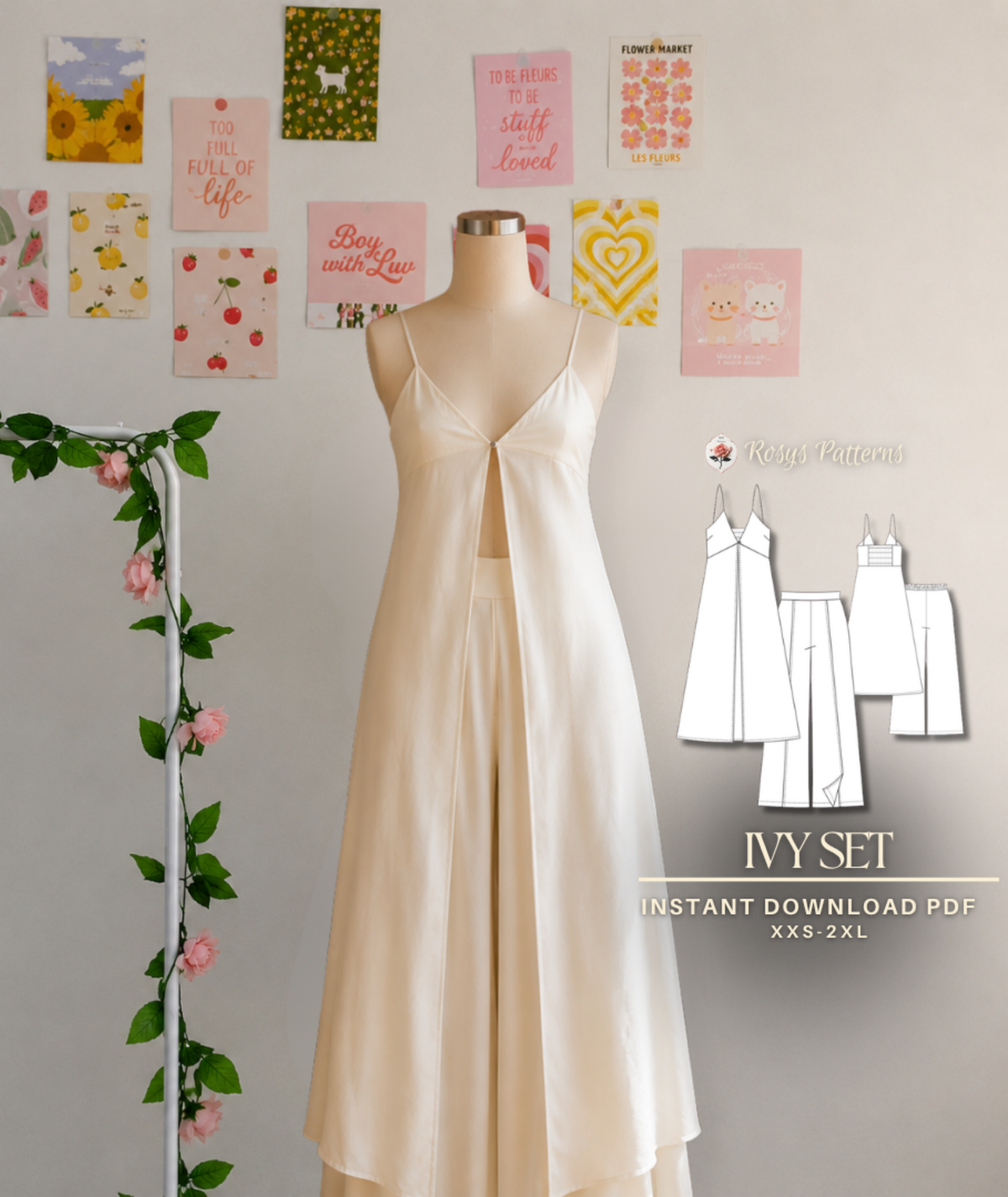 Maxi Top & Wide Leg Slit Pants Set Sewing Pattern
