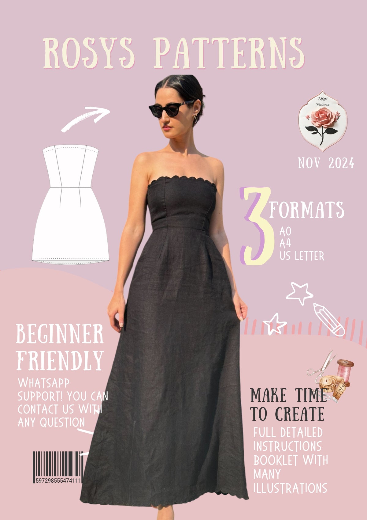 Strapless Bustier Dress Beginner Pattern