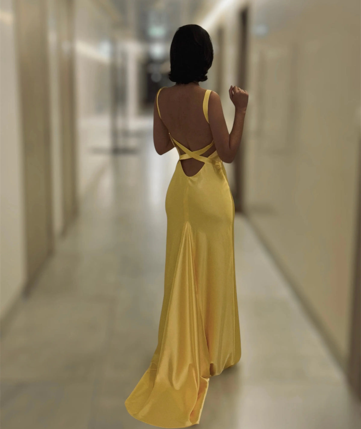 Yellow Rom Com Dress Pattern Satin Evening Gown How to Lose a Guy in 10 Days Andie Anderson Dress