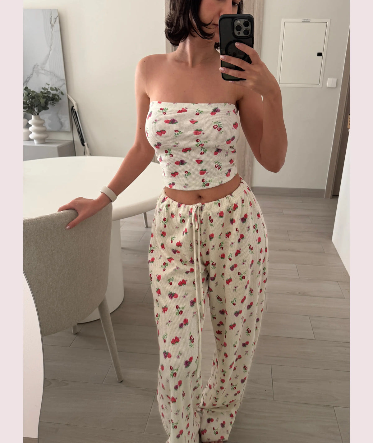 Womens Pajama Set Beginner PDF Sewing Pattern Wide Leg Pants and Strapless Top