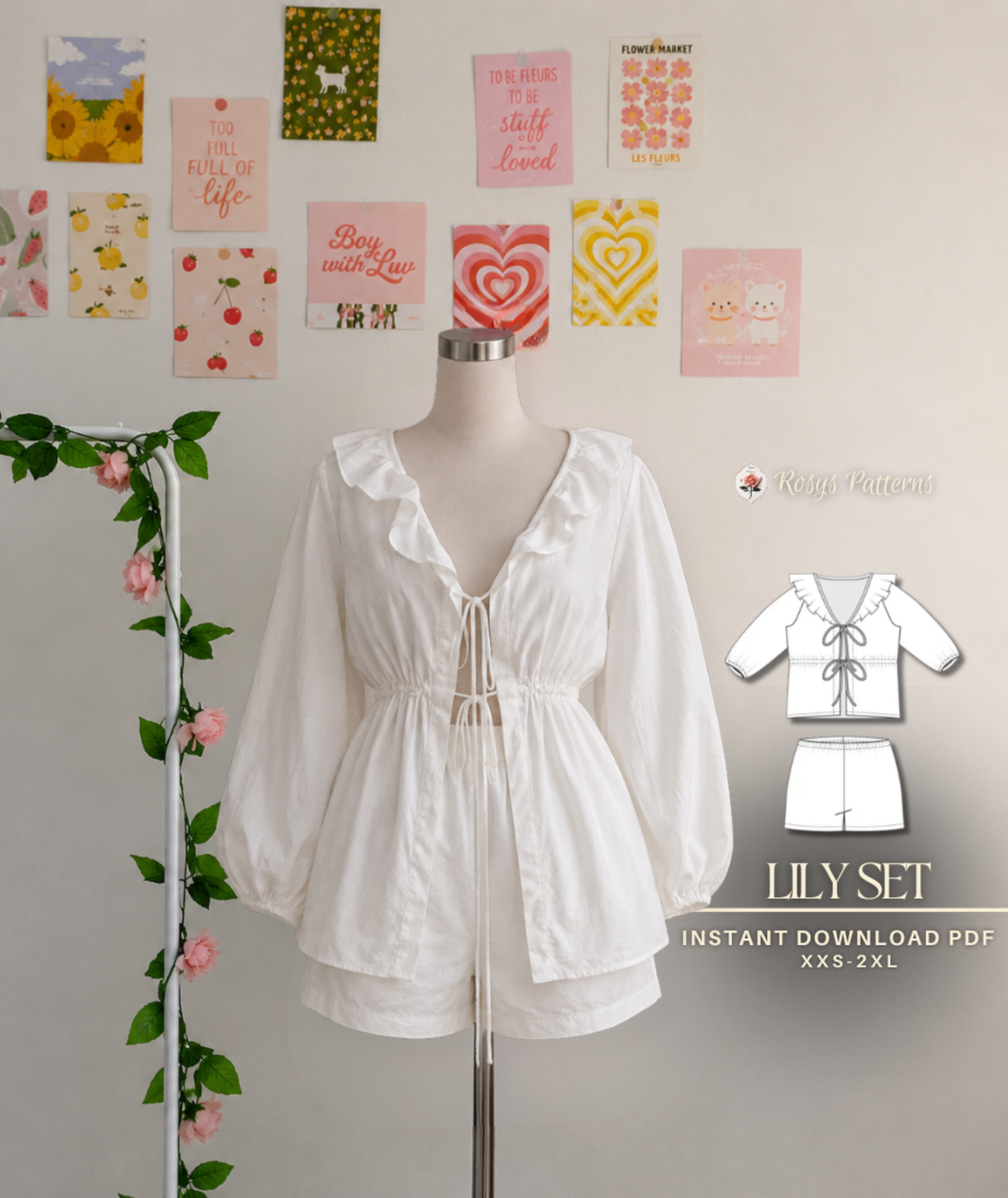Tie Front Shirt + Shorts PDF Easy Sewing Pattern