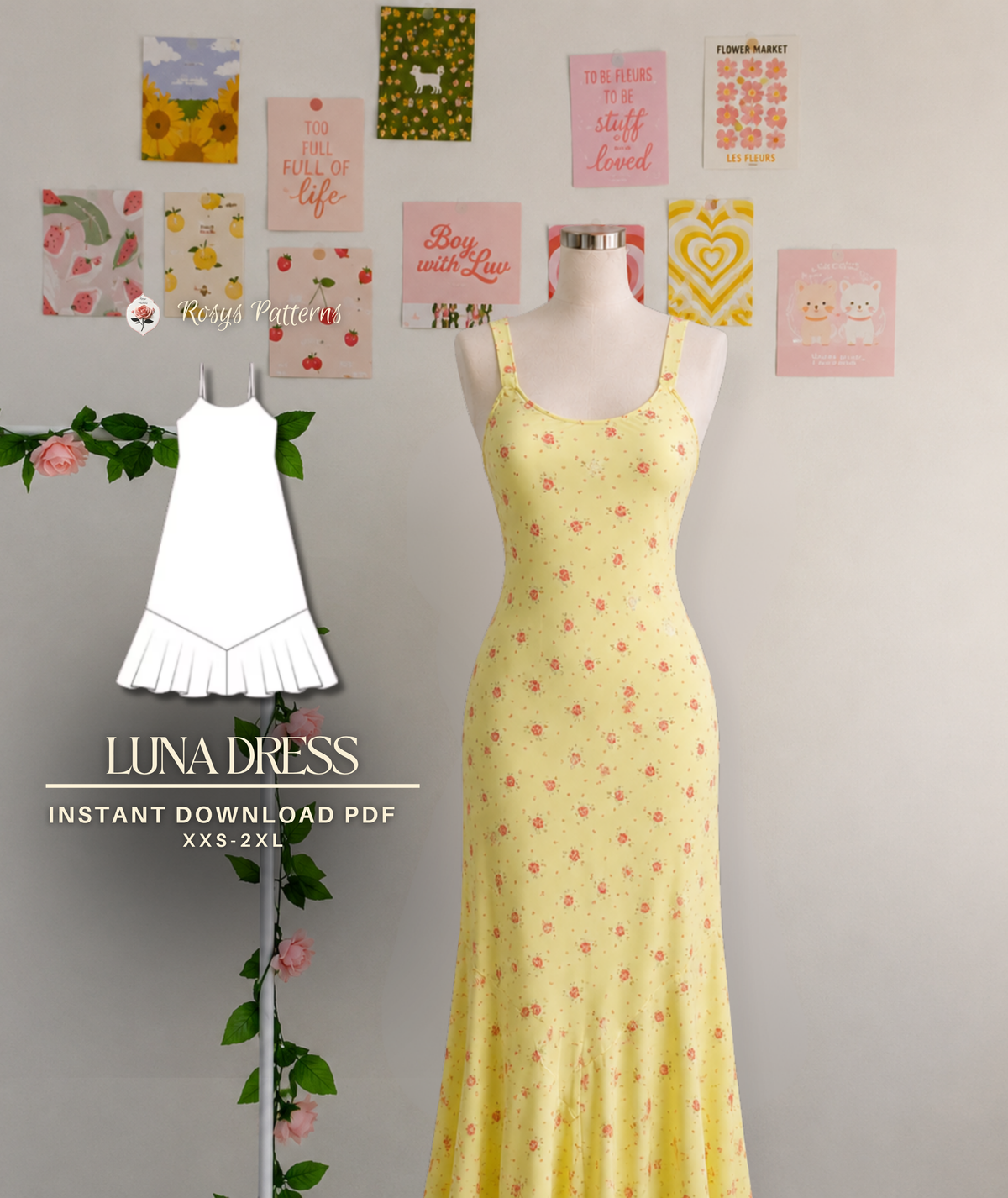Maxi Slip Dress Fishtail Beginner Sewing Pattern