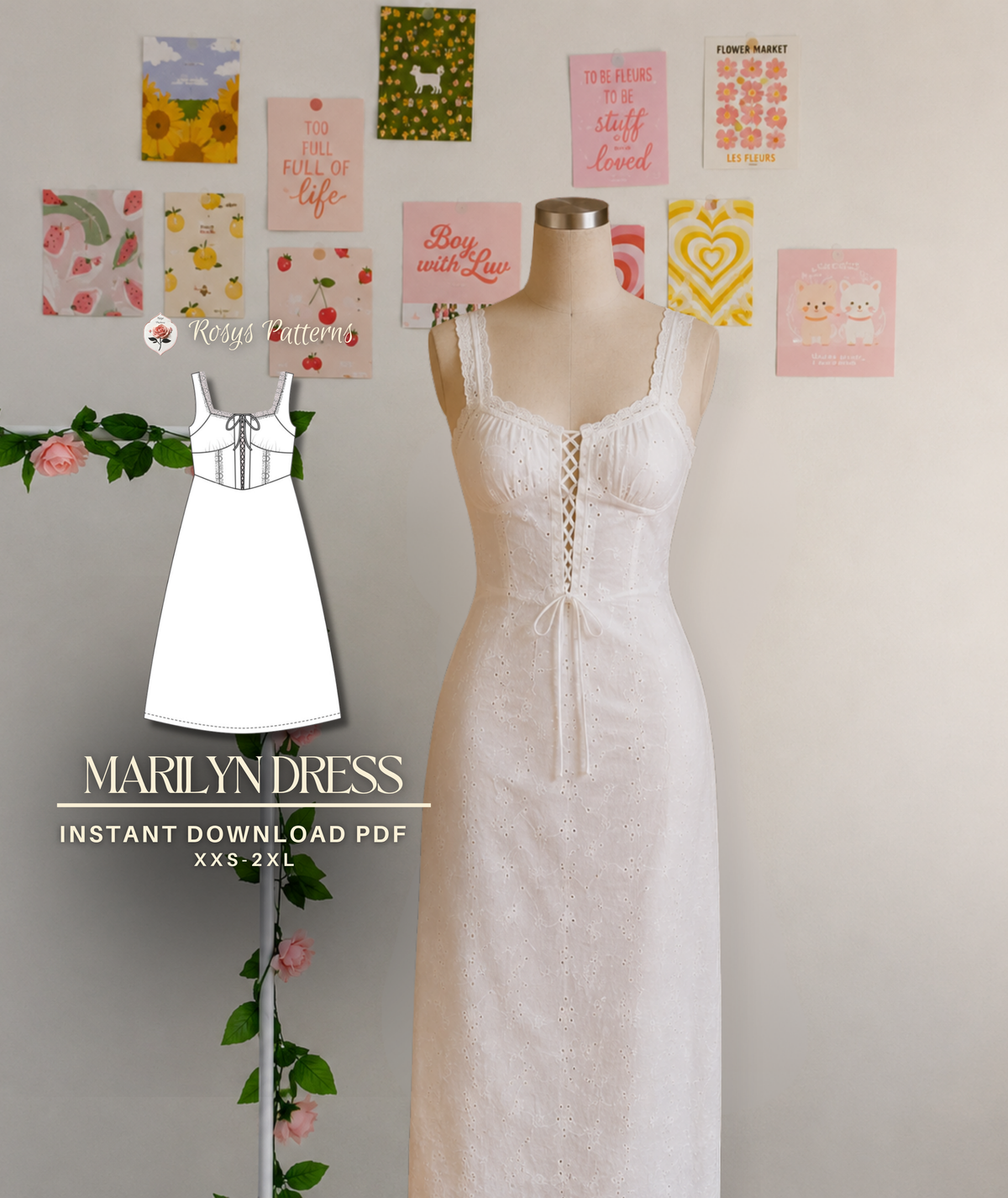 Milkmaid Cottagecore Dress Sewing Pattern Corset Front