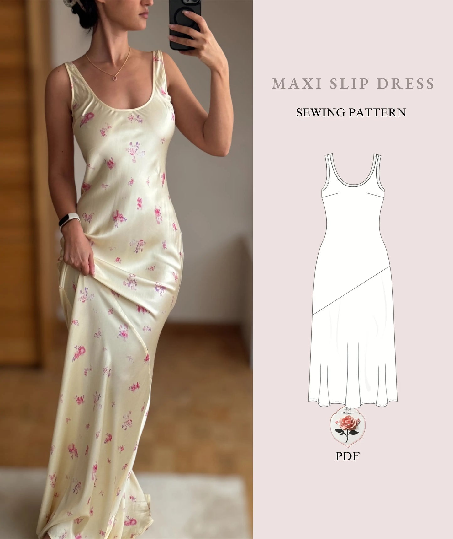 Maxi Bias Slip Dress Sewing Pattern