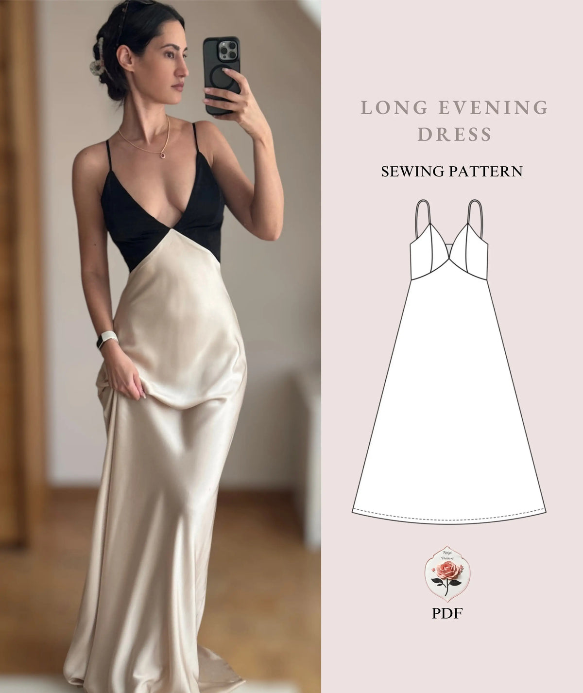 Long Evening Bias Dress PDF Sewing Pattern