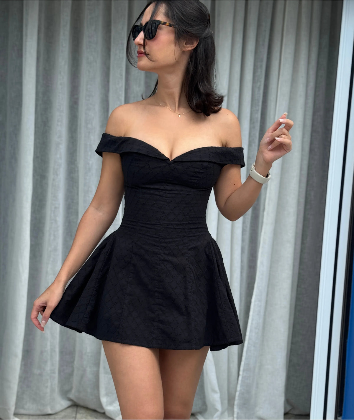 Off-Shoulder Mini Dress Sewing Pattern | Sizes XXS–2XL | Sweetheart Neckline Fit & Flare Dress | Instant PDF Download