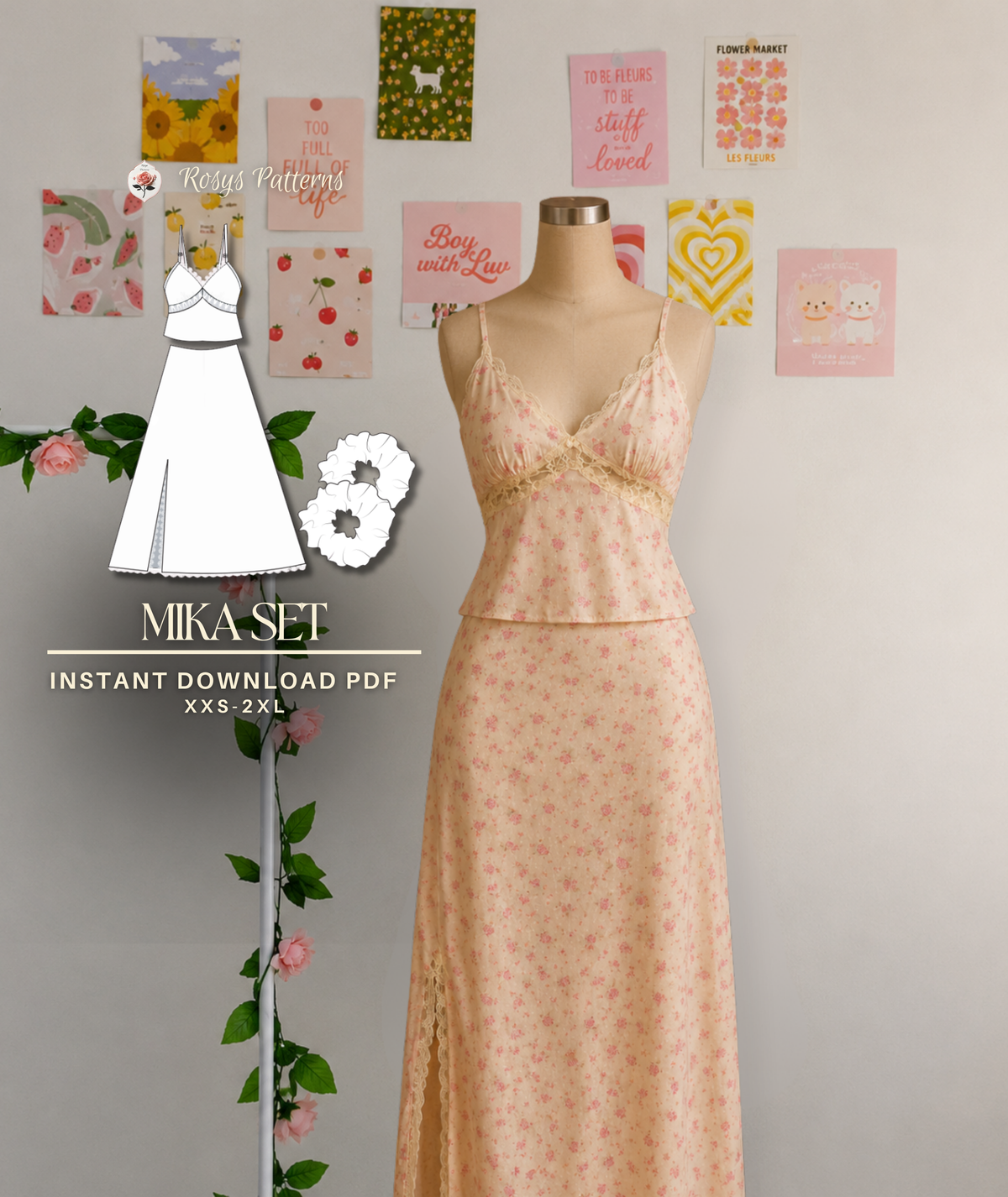 Camisole Top and Maxi Slit Skirt Sewing Pattern